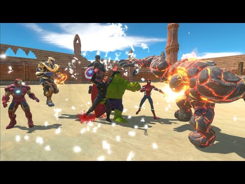 LAVA BOY vs MARVEL Battle At The Arena - Animal Revolt Battle Simulator