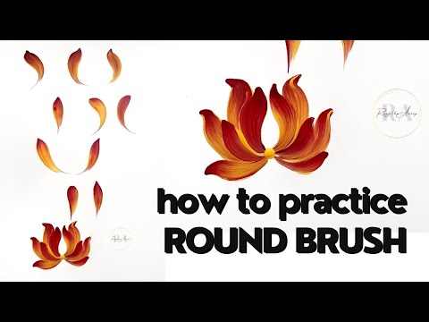 HOW TO practice round brush strokes Acrylic Painting Flowers for beginners
