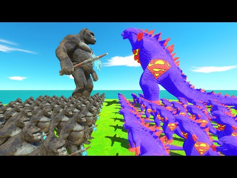 GODZILLA 2014 SUPERMAN DEATH RUN - KING KONG - KAIJU MONSTER - Animal Revolt Battle Simulator