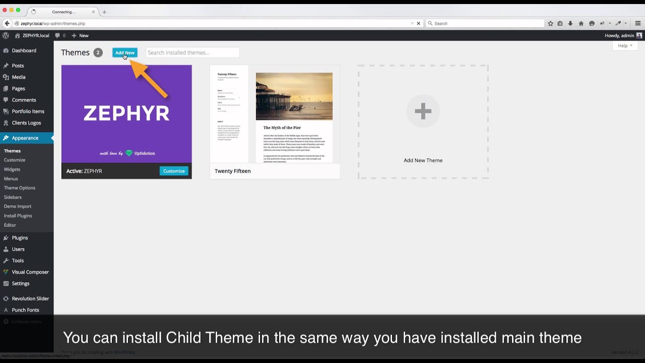 Zephyr Theme: How to install Child Theme