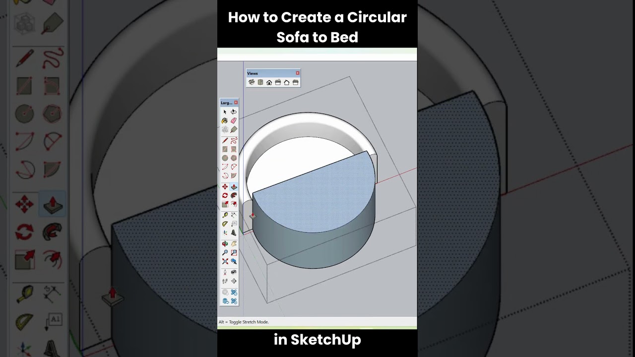 How to Create a Circular Sofa to Bed in SketchUp | Step-by-Step Tutorial