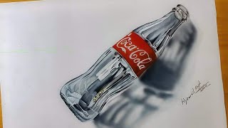 3D art drawing Coca-Cola empty bottle // oil colour painting