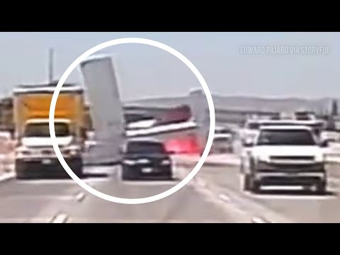 Dash cam captures plane crash on 91 Freeway