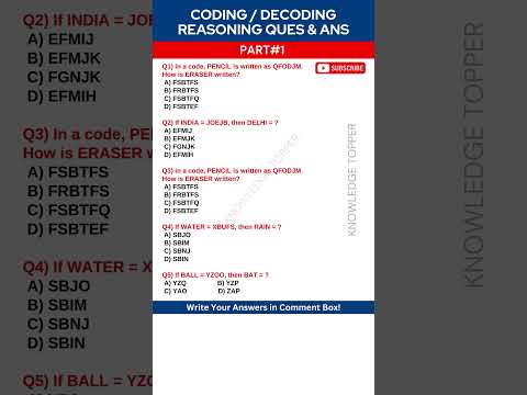 Coding Decoding Reasoning Tricks | Coding Decoding Questions and Answers Test Preparation