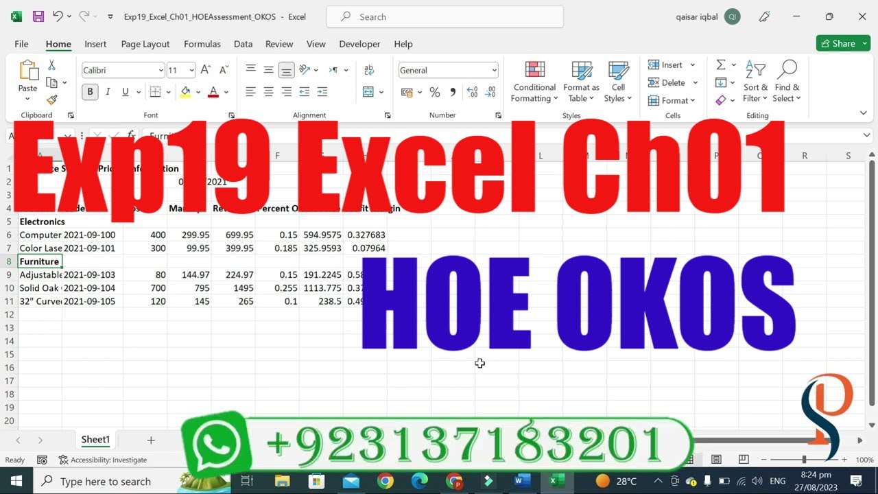 Exp19_Excel_Ch01_HOEAssessment_OKOS | Exp19 Excel Ch01 HOEAssessment OKOS |  @PearsonSolution