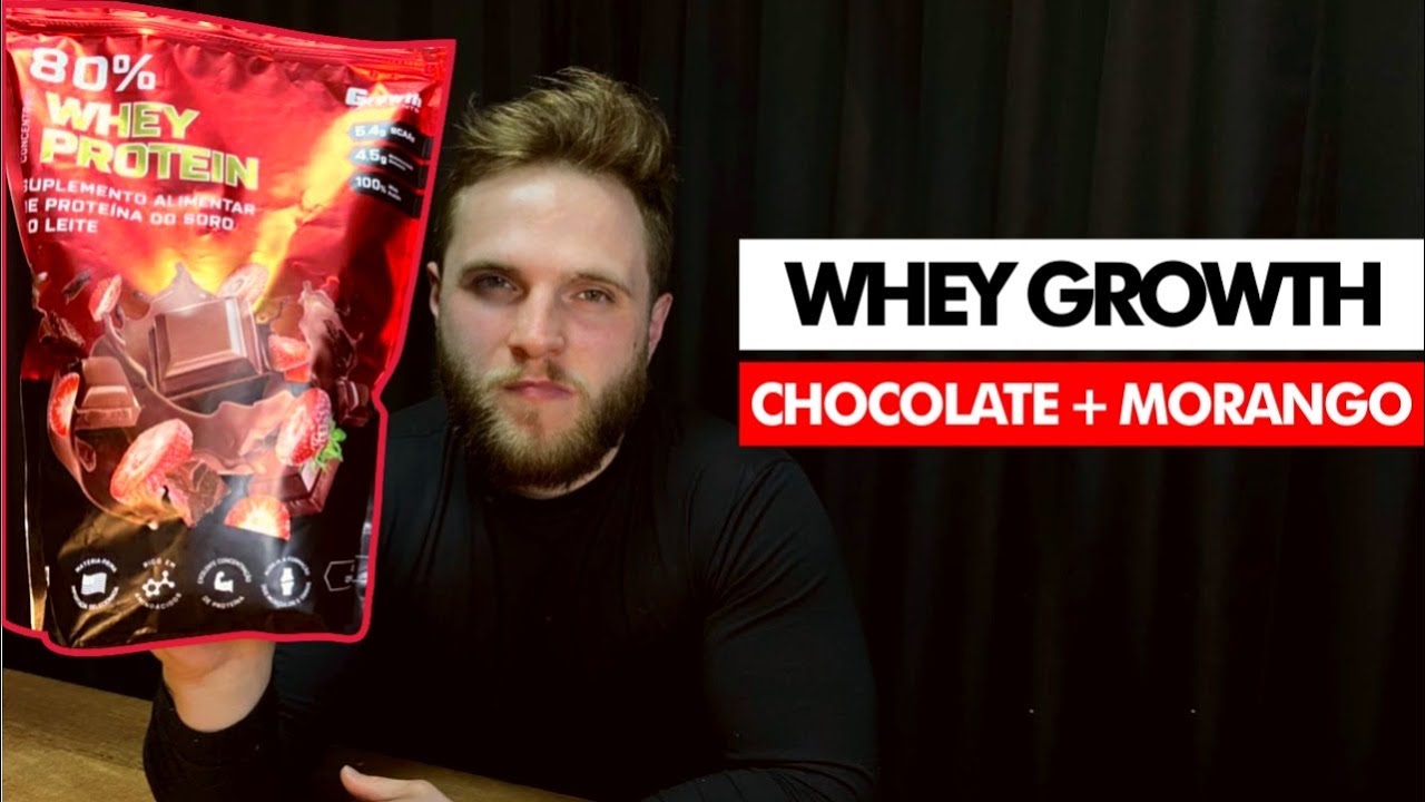 EXPERIMENTANDO WHEY CHOCOLATE + MORANGO DA GROWTH