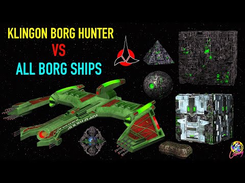 Klingon Borg Hunter VS All Major Borg Ships - Star Trek Starship Battles