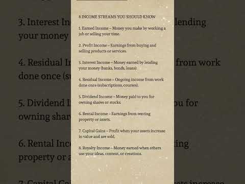 💰 8 Income Streams You MUST Know 🔥 Build Wealth Smartly 📈 #PassiveIncome #Money