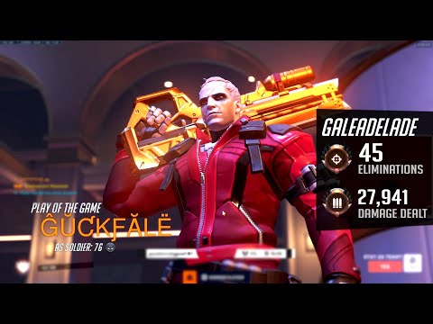 GALE HUMAN AIMBOT SOLDIER 76 - POTG! 45 ELIMS! [ OVERWATCH 2 SEASON 6 TOP 500 ]