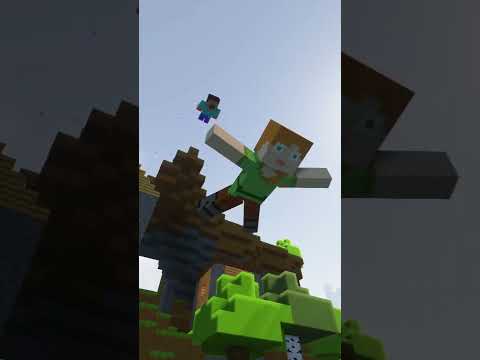 BloodyPvper - Minecraft Kratos Cliff Jump, Saves Alex #Minecraft #Shorts #animation