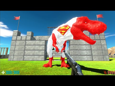 FPS DEATH RUN VS WHITE SUPERMAN T-REX with ALL WEAPONS - Animal Revolt Battle Simulator