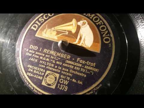 jack hilton and orchestra - did i remember - 78 rpm