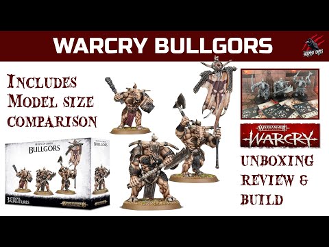 WARCRY BULLGORS UNBOXING REVIEW - Includes Build, Size Comparison, Fighter Cards, Abilities Doombull