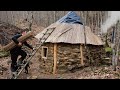 Building A Bushcraft SHELTER In The Mountains In The Middle Of The Forest
