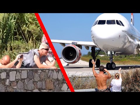 SKIATHOS AIRPORT 2022 - Blown OVER by Jet-Blast!