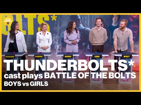 霹靂火*"劇組上演 "霹靂火之戰"：男生對女生 | GMA (“Thunderbolts*” cast plays Battle of the Bolts: Boys vs. Girls | GMA)