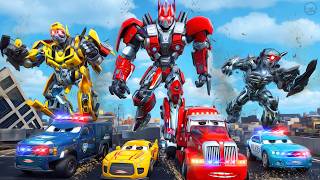Download lagu Transformers Epic Battle: OptimusPrime, Bumblebee, Cop Cars vs Evil Megatron Robot! Hero Cars Movie mp3