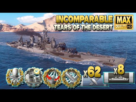 Battleship Incomparable: Old school battle on map Tears of the Desert - World of Warships