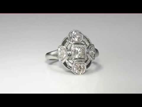 Antique 1.00ctw Old European Diamond Open Milgrain Platinum Ring Shreveport Vintage Jewelry