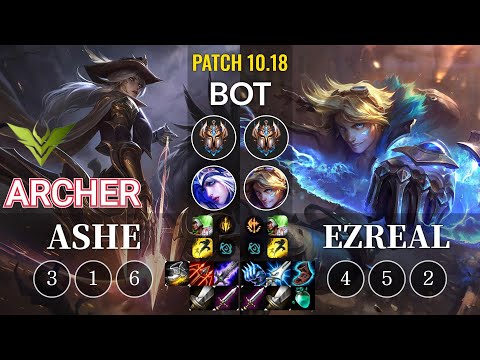 V3 Archer Ashe vs Ezreal Bot - KR Patch 10.18