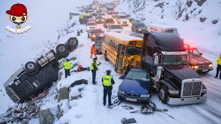 Insane Icy Road Accidents Caught on Camera | Unbelievable Ice Chaos #4