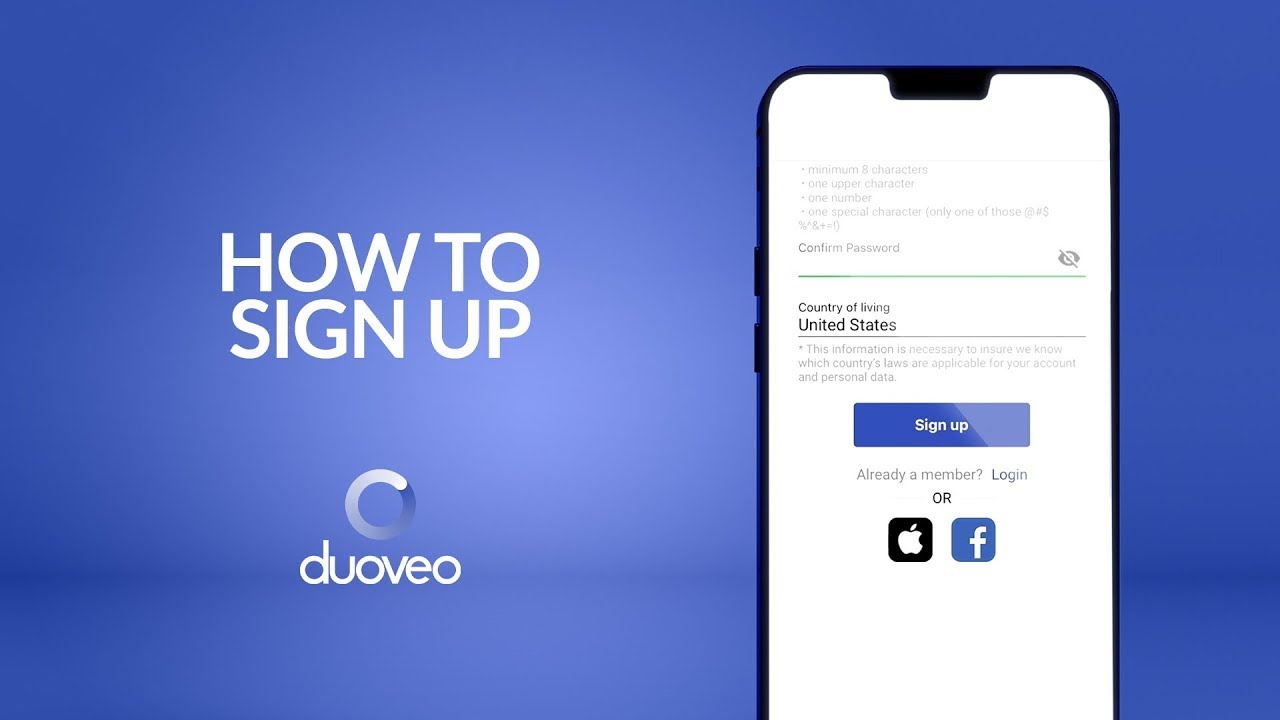 How to sign up with the app