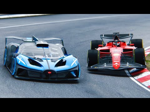 Ferrari F1 2022 F1-75 vs Bugatti Bolide at Nordschleife (ULTRA 4K 60 FPS)