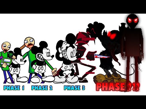 FNF comparison Battle Baldi's Basics & Suicide Mouse - ALL Phases of Friday Night Funkin Animation