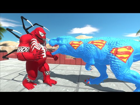 VENOM GORO vs SUPERMAN T-REX DEATH RUN - Animal Revolt Battle Simulator ARBS