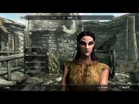SKYRIM Female Goth Wood Elf Character Creation -SETTINGS BELOW -No mods