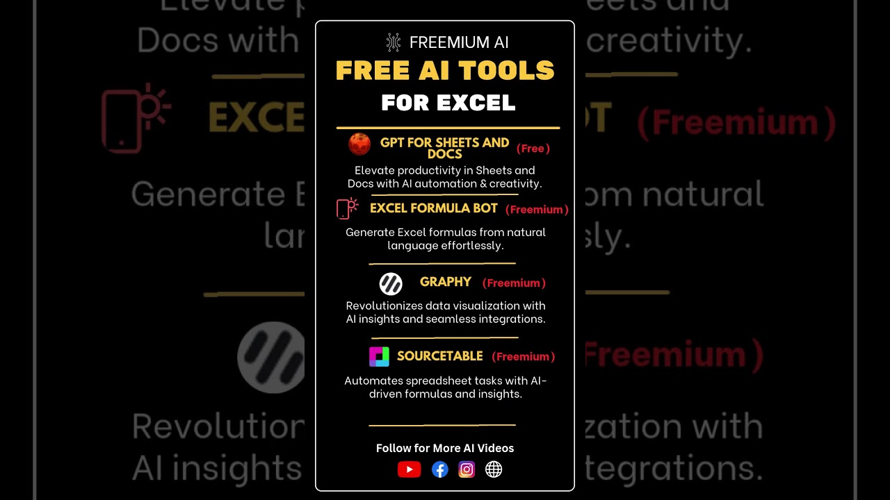 Free AI Tools for Excel & Spreadsheets #aitool #freeaitools #aitoolsforbusiness
