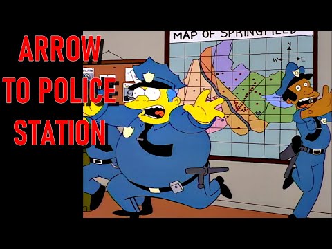 ARROW TO POLICE STATION. THE FUNNIEST MOMENT OF THE SIMPSONS, SEASON 5, EPISODE 11.