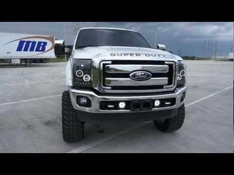 RECON Part # 264272BKCC Ford Superduty Smoked Projector Headlights w CCFL Halos & DRLs