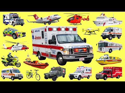 Emergency Vehicles for Kids | Ambulance Names and Sounds | Ambulance Vehicles