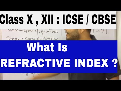 What is Refractive Index ? CLASS X : CBSE / ICSE : Refraction Of Light 02 Video