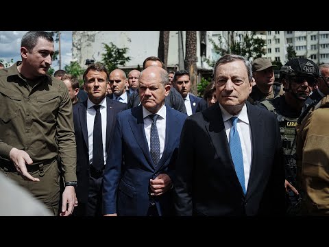 Kanzler Scholz mit Macron und Draghi in Kiew angekommen