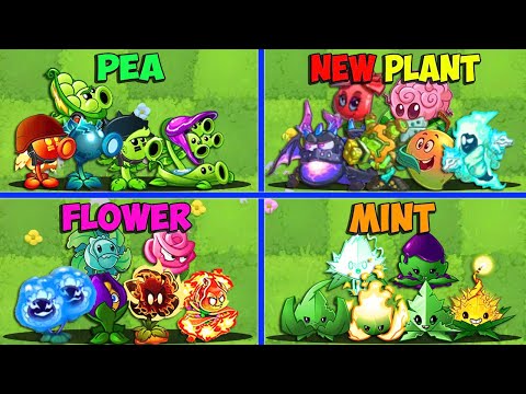 4 Team PEA x NEW x FLOWER x MINT Battlez - Who WIll Win? - Pvz 2 Team Plant vs Team Plant