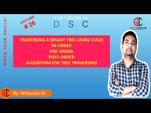LECTURE #26 | BINARY TREE TRAVERSING USING STACK | BINARY TREE TRAVERSING ALGORITHMS USING STACK |