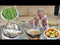 100 Year Old Widow Grandma Cooking AMERICAN FISH With Tomato Onion Shak Eating Village Cooking