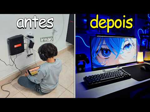 Transformei a parede no NOVO SETUP do meu irmão! (projeto quarto gamer)