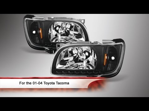 01-04 Toyota Tacoma 1 Piece with Black Trim Corner Crystal Headlights