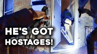 Crazy Man Takes Hostages And Barricades Himself From Cops