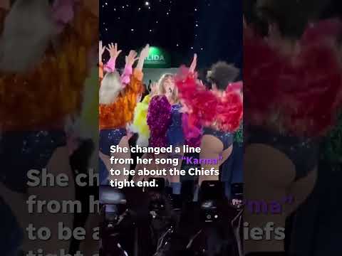 Travis Kelce blows a kiss after Taylor Swift changes 'Karma' lyric Shorts