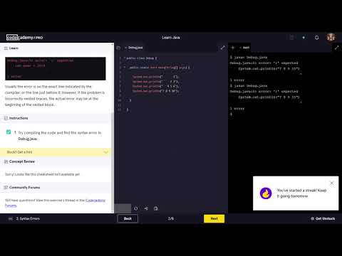 Learn Java 9 0 Java Debugging Codecademy Walkthrough