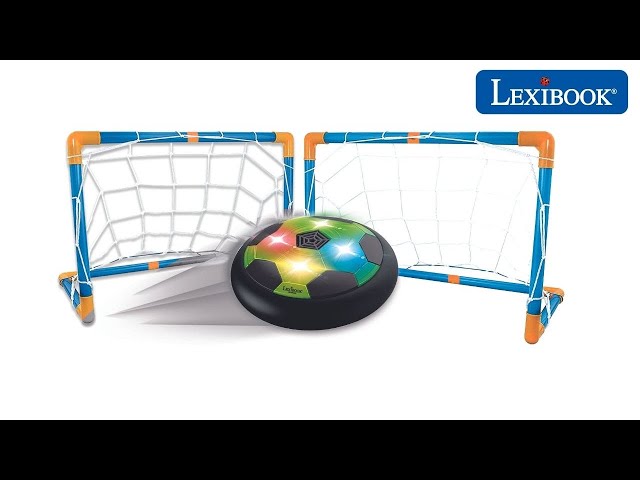 Vídeo relacionado con LEXIBOOK, Aerofoot, Disco de fútbol aerodeslizador, 2 porterías, Bomba y balón Inflable incluidos, se desliza fácilmente, Efectos de luz, Bordes de Espuma antichoque, Recargable, JG981