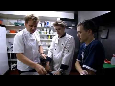 Gordon Ramsay measuring a restaurant owner's sense of taste on Kitchen Nightmares