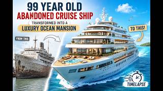 Abandoned Cruise Ship Becomes a Luxury Floating Mansion | Full Timelapse #timelapse