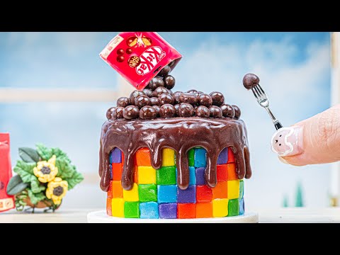 Rainbow Cake Using KITKAT - OREO - DAIRY MILK 🌈 So Easy Yummy Miniature Rainbow KitKat Cake