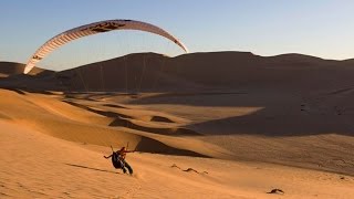 Paragliding Over a Sea of Sand Dunes in Namibia