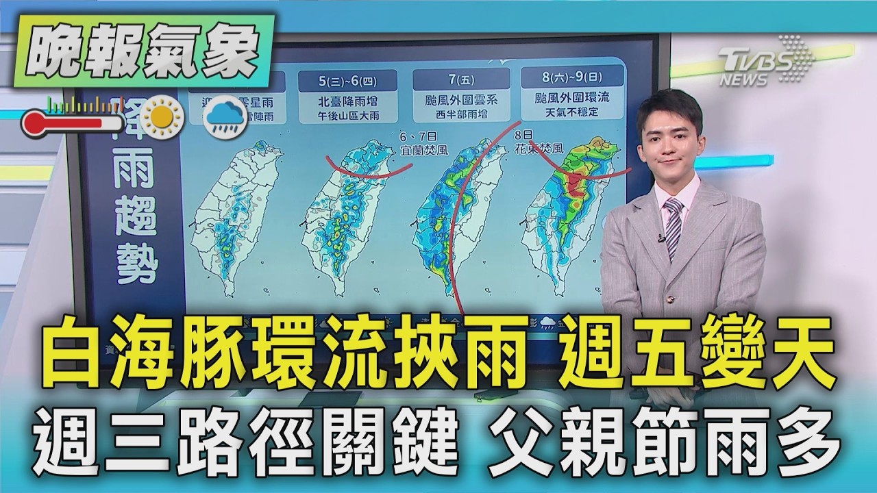 天氣/白海豚環流挾雨 週五變天 週三路徑關鍵 父親節雨多|TVBS新聞 @TVBSNEWS01